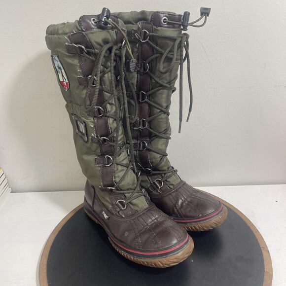 Pajar Boots Womens Size 8-8.5‎ EUR 39 Green Brown Waterproof Winter Snow Warm - Picture 2 of 11